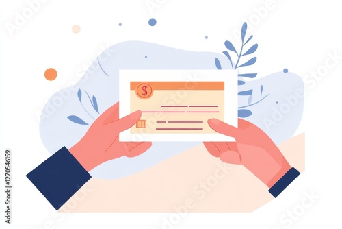 Hand Giving Payroll Compensation Paycheck, 