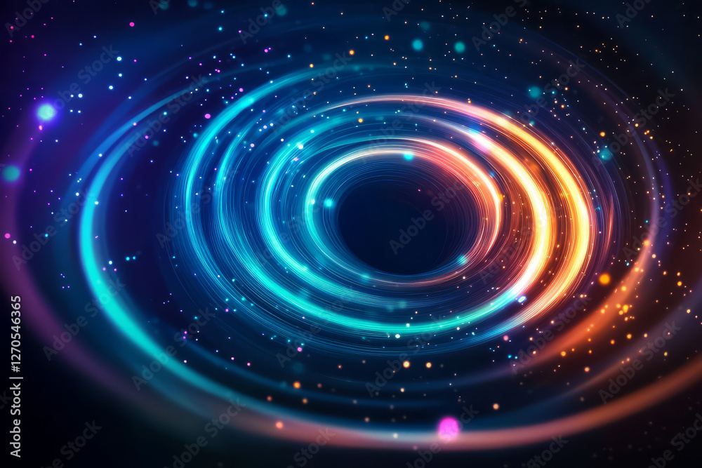 Vibrant swirling light patterns with sparkling stars create cosmic effect Vibrant swirling light patterns with sparkling stars create cosmic effect