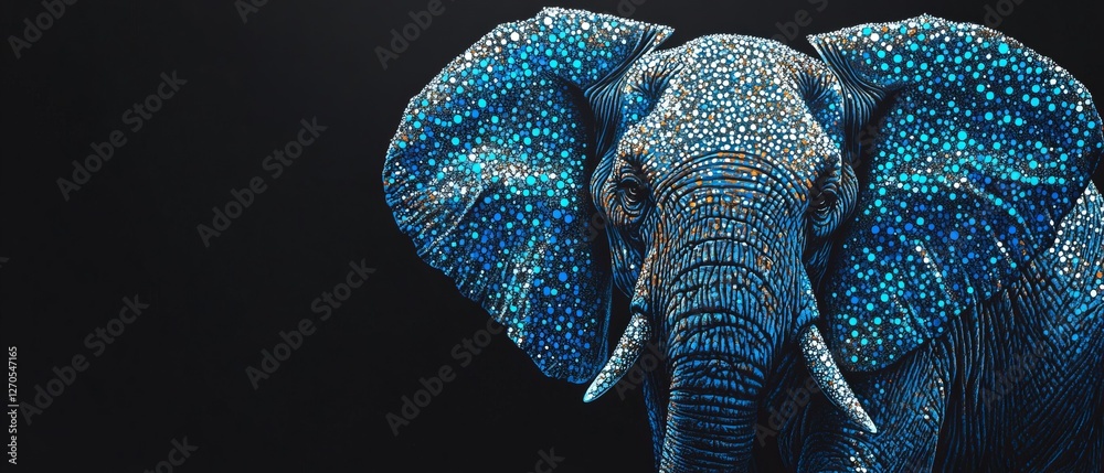 Obraz premium Abstract Dot Art Style Elephant Portrait.