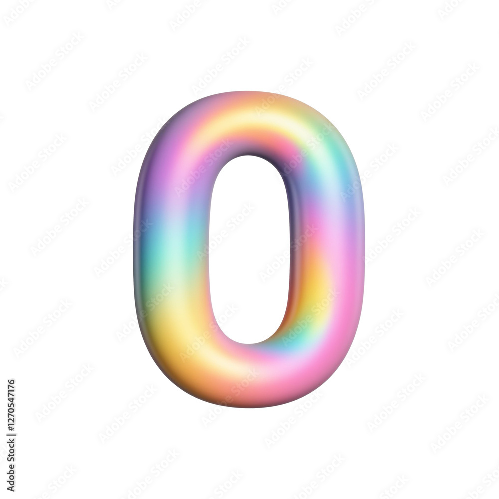 3d Pastel number 0 isolated on transparent background. Generative AI 3d Pastel number 0 isolated on transparent background. Generative AI