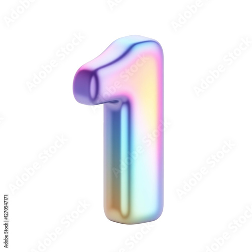3d Pastel number 1 isolated on transparent background. Generative AI