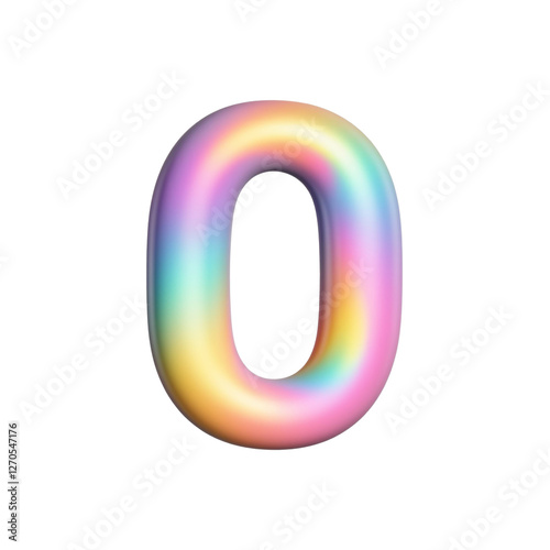 3d Pastel number 0 isolated on transparent background. Generative AI