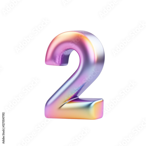 3d Pastel number 2 isolated on transparent background. Generative AI