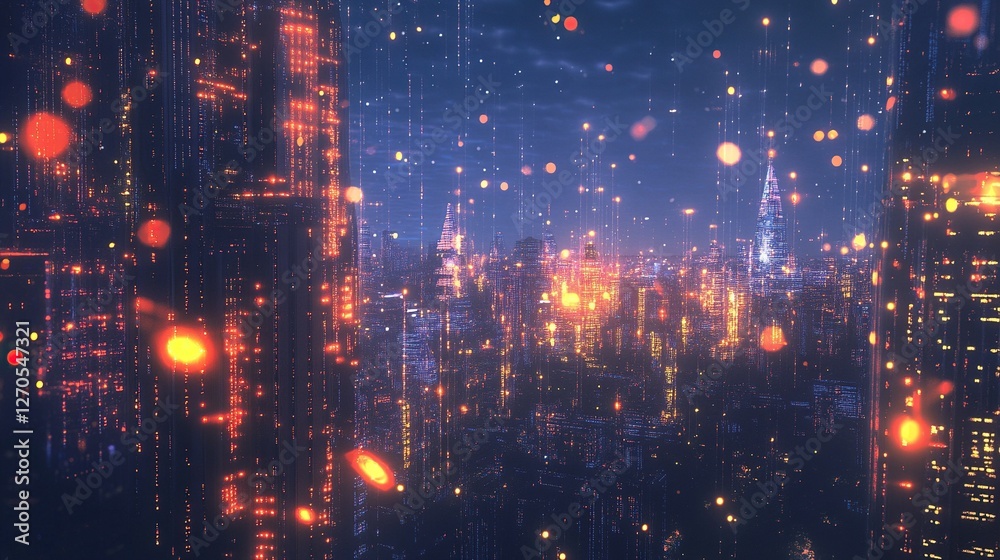 Modern city with wireless communication network. Digital transformation. Modern city with wireless communication network. Digital transformation.