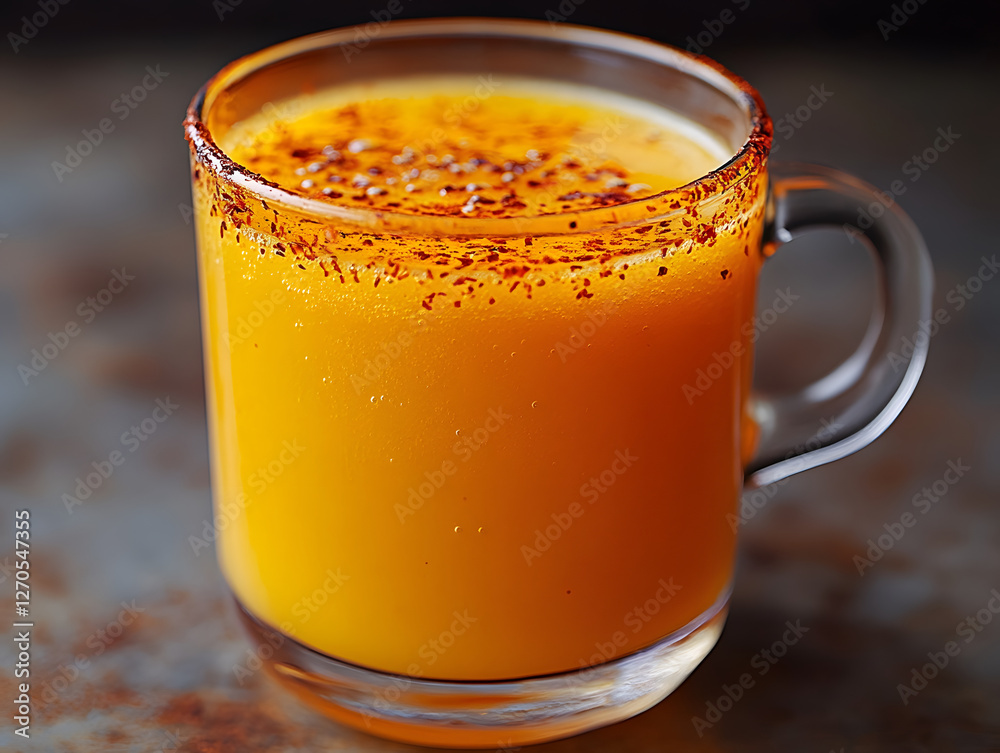 Delicious Turmeric Ginger Smoothie With Spices Served in a Glass on a Rustic Wooden Table Delicious Turmeric Ginger Smoothie With Spices Served in a Glass on a Rustic Wooden Table