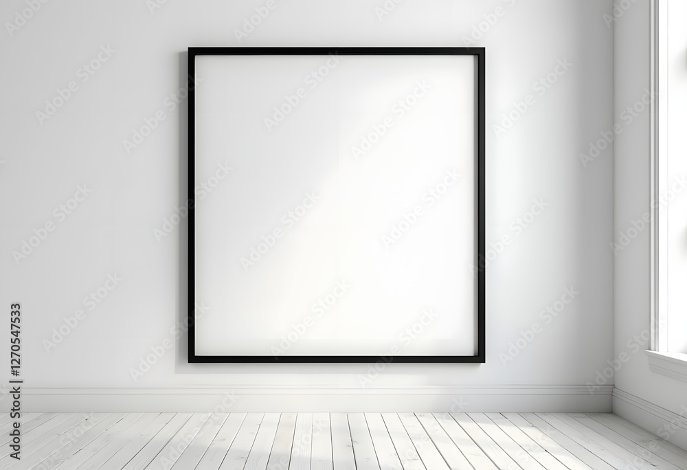 Black frame on the white wall and floor 3d rendering
Black frame on the white wall and floor 3d rendering