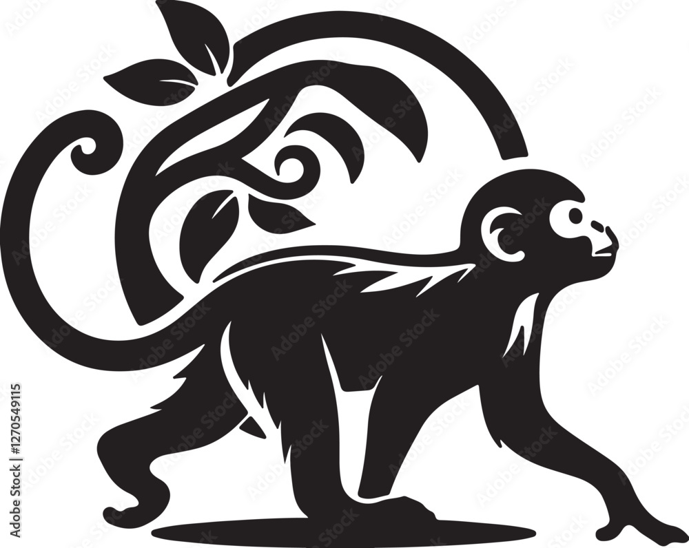 Fototapeta premium black and white monkey silhouette 