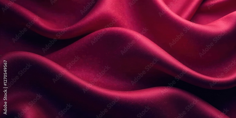 Obraz premium Deep Crimson Silk Drapery Luxurious Fabric Texture with Soft, Elegant Waves and Rich Color Saturation