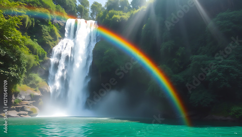 rainbow over the waterfall