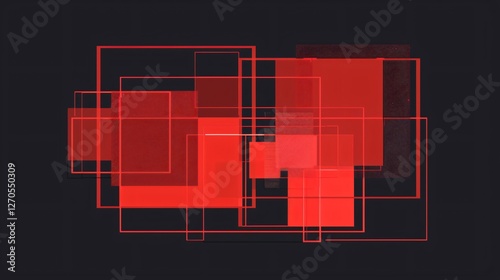 Red Rectangles Geometric Shape Flat Vector Illustration