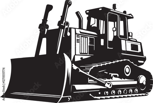 Bulldozer silhouette vector on a white background