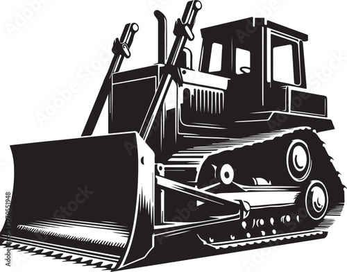 Bulldozer silhouette vector on a white background