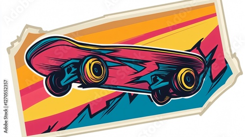Retro Groovy Skateboard Sticker Vector Art