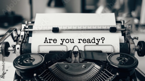 An antique typewriter with the question are you ready