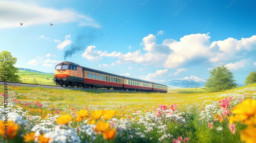 a happy spring trip by train
