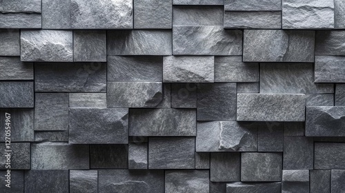 3d wallpaper for home decor and interior design of room walls. 3d render effect. Perspective background. Grey, silver, smoke, gray, stone, black color 