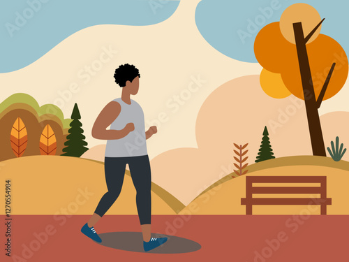 Woman jogging in the park in autumn to lose weight