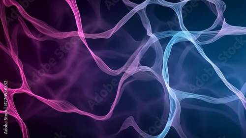 Abstract Glowing Neon Neural Network in Pink and Blue Hues, Futuristic Digital Art Background with Network Patterns, Ideal for Technology and Science-Themed Designs