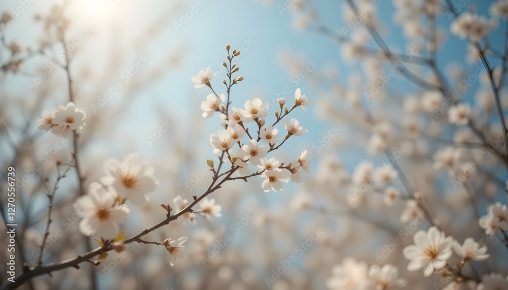 Delicate White Blossoms in Sunlight Delicate White Blossoms in Sunlight