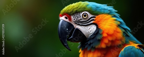 Close-up of macaw head, showing intricate detail, eye, bird portrait
