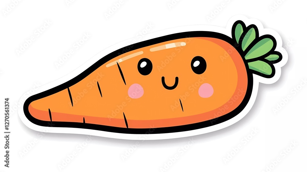Cute cartoon vector illustration of a carrot, simple flat line drawing style clip art on a white background with margins Cute cartoon vector illustration of a carrot, simple flat line drawing style clip art on a white background with margins