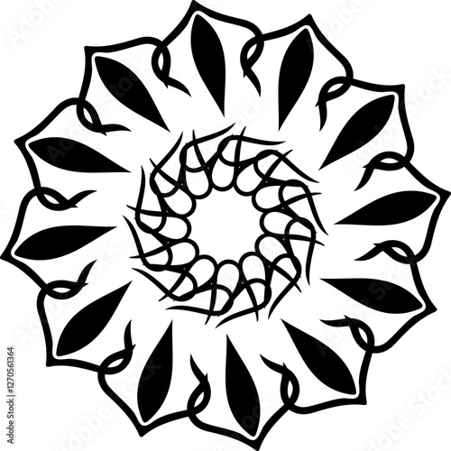 black and white abstract flower