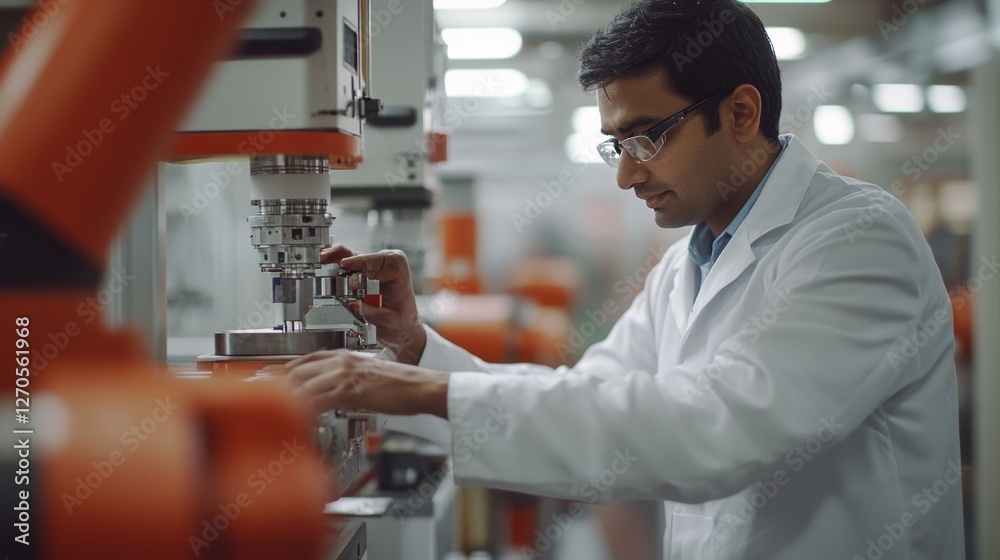 Engineer Working in Modern Indian Factory with Advanced Technology Engineer Working in Modern Indian Factory with Advanced Technology
