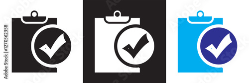 In compliance icon. complete checkmark icon.  isolated on white and black background. Vector illustration. EPS 10