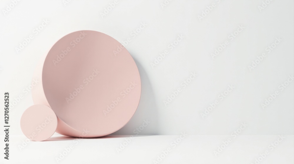 Fototapeta premium Abstract Pink Circular Forms on White Background Minimalist Design Element for Modern Presentations
