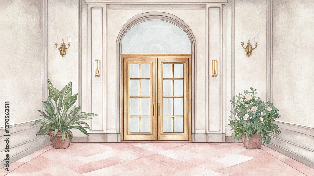 Elegant Watercolor Entryway Design