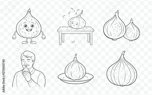 Exquisite Fig Line Art Vector Illustrations