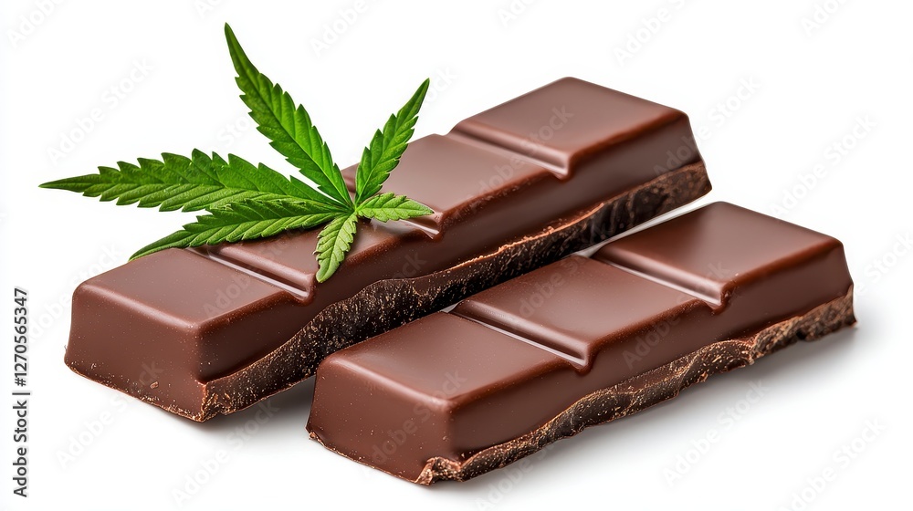 Fototapeta premium Delicious chocolate bar infused with refreshing mint flavor perfectly presented against a simple background for tempting appeal