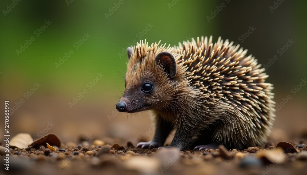 Hedgehog curled into a tight ball, protective posture, small, animal Hedgehog curled into a tight ball, protective posture, small, animal