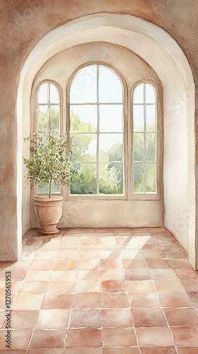 Rustic Interior with Sunlight and Garden View