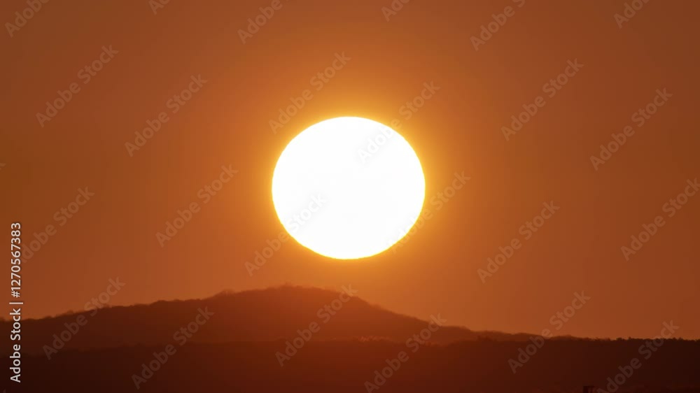 Big sun close-up rising at mountain. Beautiful nature video time lapse landscape. Big sun close-up rising at mountain. Beautiful nature video time lapse landscape.