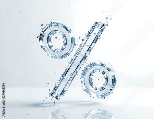 Water percentage icon with droplets, representing discounts or statistical data. Light grey background for a clean, modern look