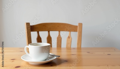 Empty chair and coffee cup on table representing ghosting in dating photo