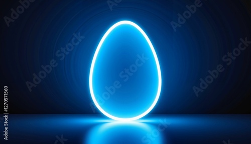 Glowing neon Easter egg outline in pastel blue, modern festive design