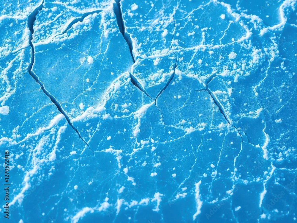 Naklejka premium Cracked Ice Surface with Snow