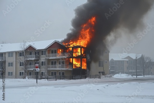 Fire Burning Inside The Storage Apartment,  photo