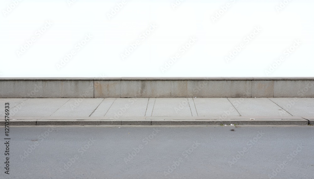 Fototapeta premium Grey Stone Embankment and Road: High Detail Photorealistic Image