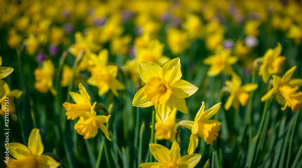 Yellow Daffodil flowers in the field ai Yellow Daffodil flowers in the field ai