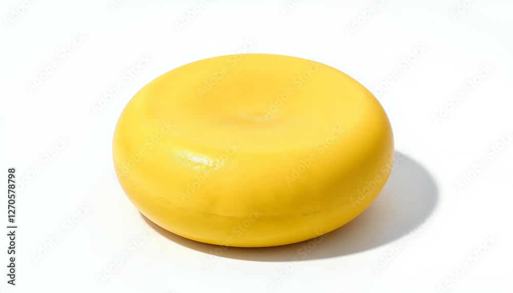 Round Yellow Cheese on White Background Product Shot Round Yellow Cheese on White Background Product Shot