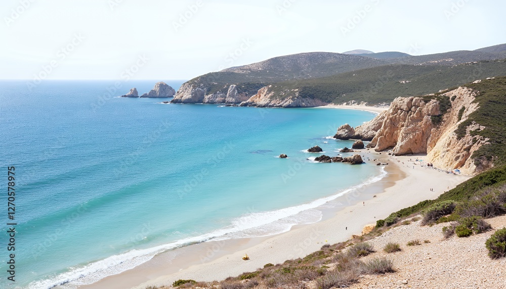 Secluded Beach Cove with Turquoise Water and Lush Cliffs Secluded Beach Cove with Turquoise Water and Lush Cliffs