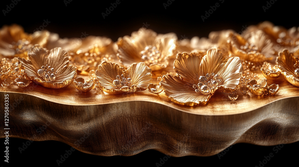 intricate wooden carvings with swirling, detailed patterns illuminated by warm, golden light, showcasing fine craftsmanship, symbolizing artistry, tradition, and precision