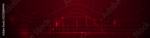 Illustration Abstract Digital technology, light line and red cyber space background. Vector communication, innovation futuristic technology, connect internet network system, future big data, concept