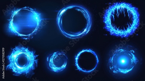 Abstract Blue Glowing Rings