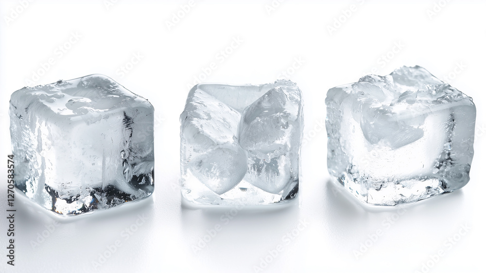 Obraz premium Ice cube variations isolated on white background 