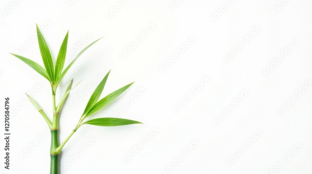 Serene Bamboo Sprig on Pristine White Background A Perfect Image for Wellness, Nature, and Tranquility Themes Serene Bamboo Sprig on Pristine White Background A Perfect Image for Wellness, Nature, and Tranquility Themes