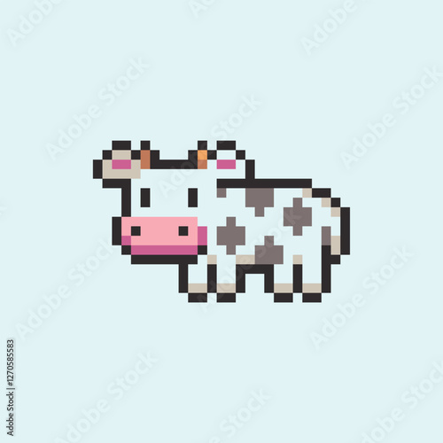 this is a cow in pixel art with colorful color,this item good for presentations,stickers, icons, t shirt design,game asset,logo and project.